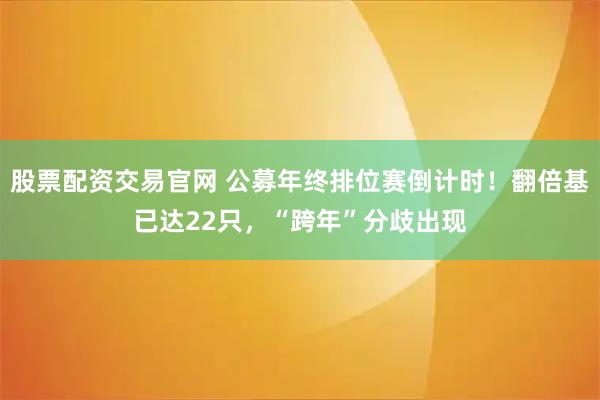 股票配资交易官网 公募年终排位赛倒计时！翻倍基已达22只，“跨年”分歧出现