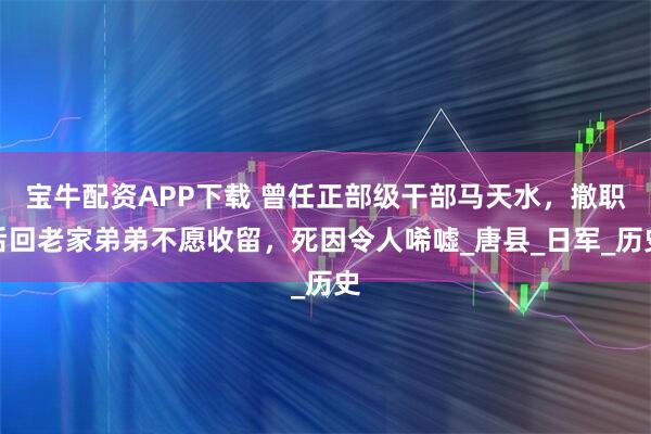 宝牛配资APP下载 曾任正部级干部马天水，撤职后回老家弟弟不愿收留，死因令人唏嘘_唐县_日军_历史